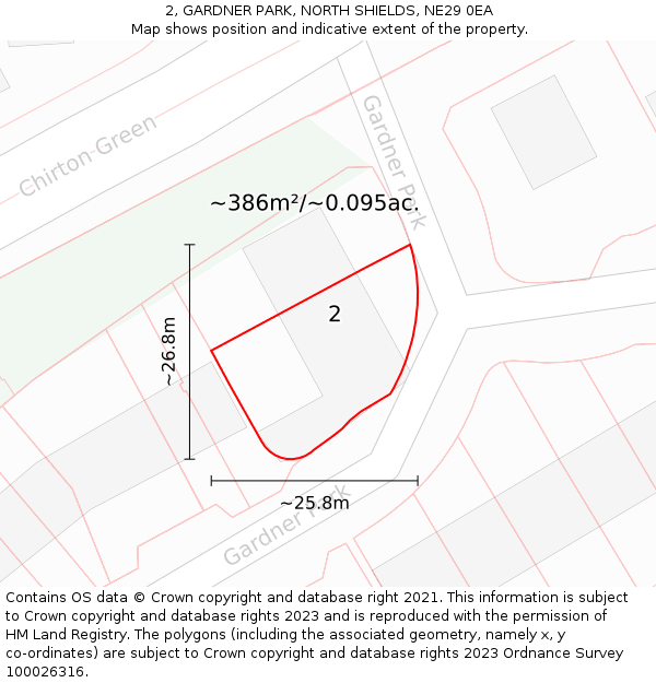 2, GARDNER PARK, NORTH SHIELDS, NE29 0EA: Plot and title map