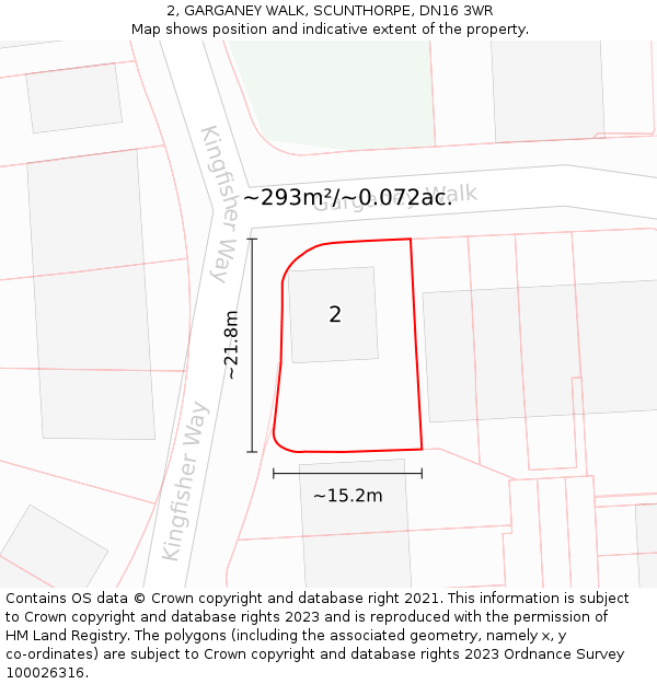 2, GARGANEY WALK, SCUNTHORPE, DN16 3WR: Plot and title map