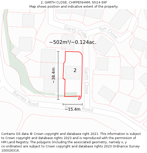 2, GARTH CLOSE, CHIPPENHAM, SN14 6XF: Plot and title map