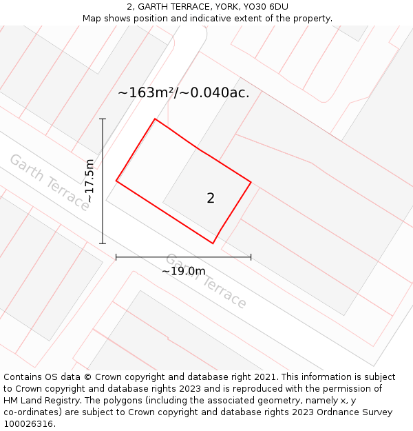 2, GARTH TERRACE, YORK, YO30 6DU: Plot and title map