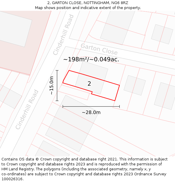 2, GARTON CLOSE, NOTTINGHAM, NG6 8RZ: Plot and title map
