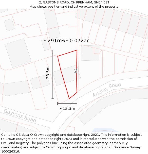 2, GASTONS ROAD, CHIPPENHAM, SN14 0ET: Plot and title map