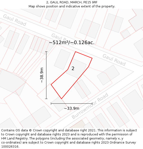 2, GAUL ROAD, MARCH, PE15 9RF: Plot and title map