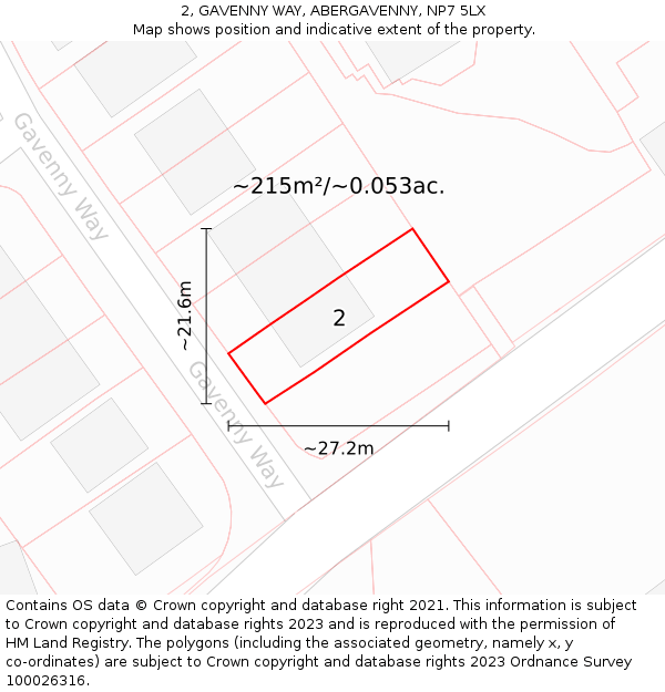 2, GAVENNY WAY, ABERGAVENNY, NP7 5LX: Plot and title map