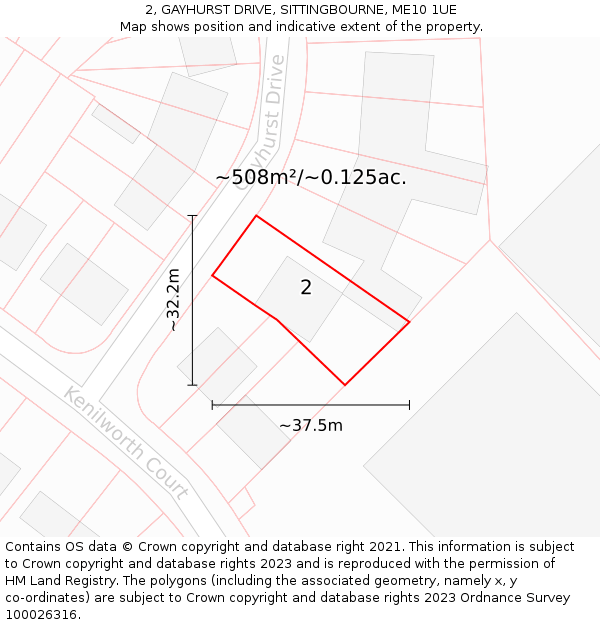 2, GAYHURST DRIVE, SITTINGBOURNE, ME10 1UE: Plot and title map