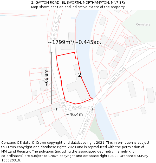 2, GAYTON ROAD, BLISWORTH, NORTHAMPTON, NN7 3RY: Plot and title map