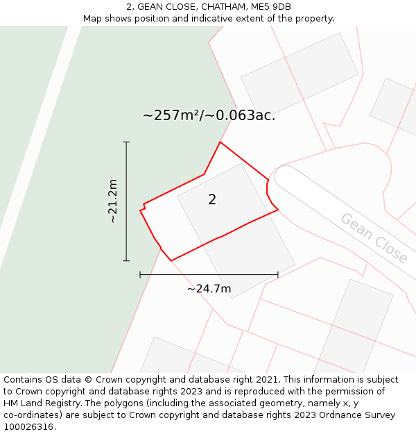2, GEAN CLOSE, CHATHAM, ME5 9DB: Plot and title map