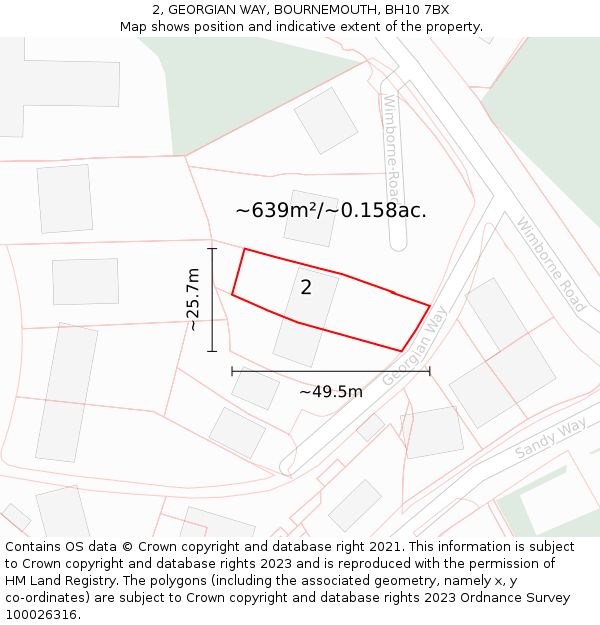 2, GEORGIAN WAY, BOURNEMOUTH, BH10 7BX: Plot and title map