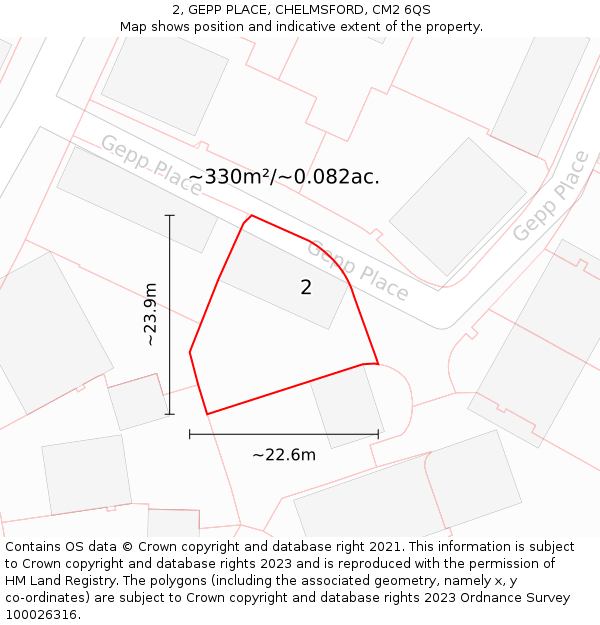 2, GEPP PLACE, CHELMSFORD, CM2 6QS: Plot and title map