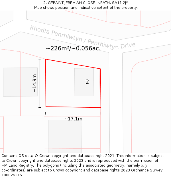 2, GERAINT JEREMIAH CLOSE, NEATH, SA11 2JY: Plot and title map