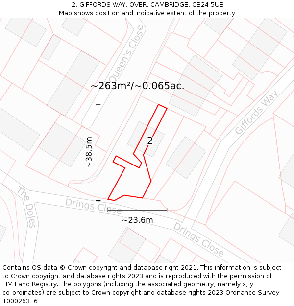 2, GIFFORDS WAY, OVER, CAMBRIDGE, CB24 5UB: Plot and title map