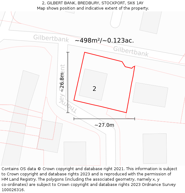 2, GILBERT BANK, BREDBURY, STOCKPORT, SK6 1AY: Plot and title map
