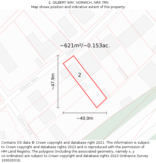 2, GILBERT WAY, NORWICH, NR4 7RN: Plot and title map
