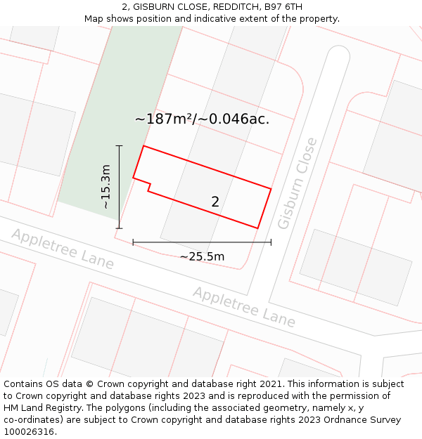 2, GISBURN CLOSE, REDDITCH, B97 6TH: Plot and title map