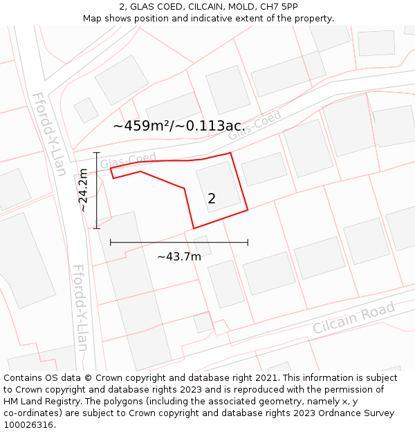 2, GLAS COED, CILCAIN, MOLD, CH7 5PP: Plot and title map