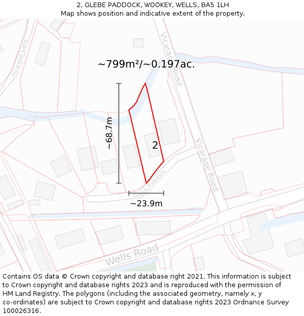 2, GLEBE PADDOCK, WOOKEY, WELLS, BA5 1LH: Plot and title map