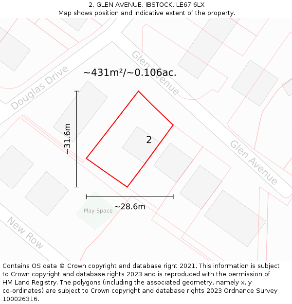 2, GLEN AVENUE, IBSTOCK, LE67 6LX: Plot and title map