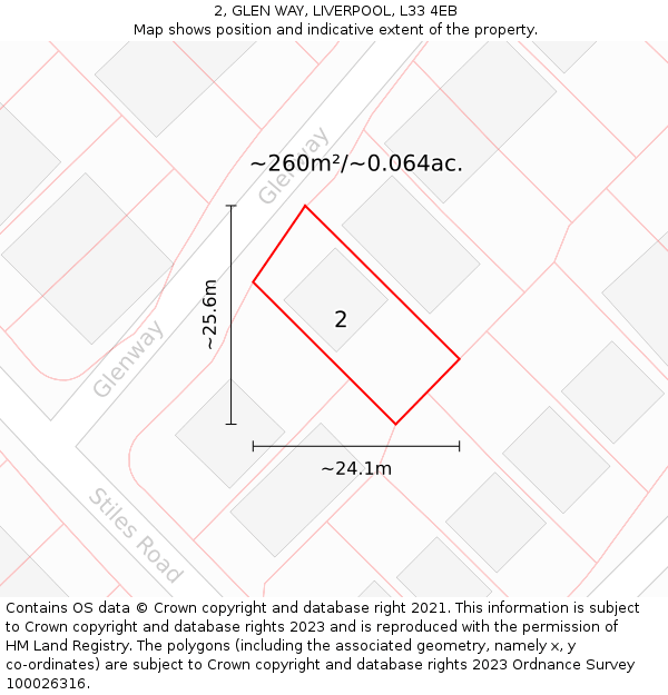 2, GLEN WAY, LIVERPOOL, L33 4EB: Plot and title map