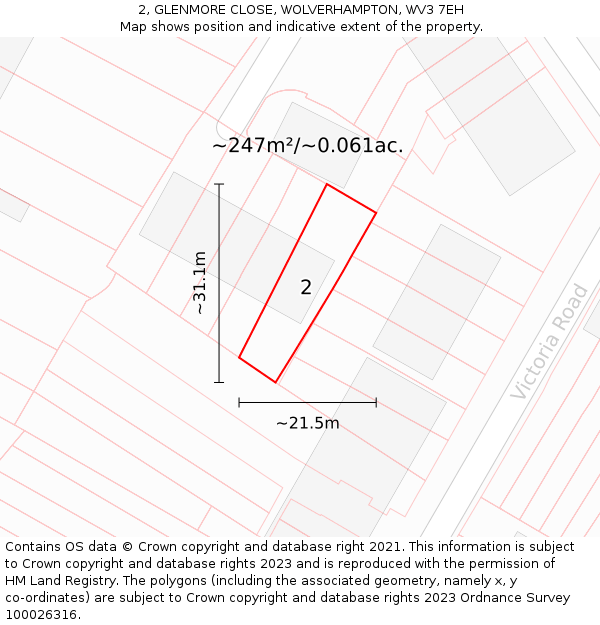 2, GLENMORE CLOSE, WOLVERHAMPTON, WV3 7EH: Plot and title map