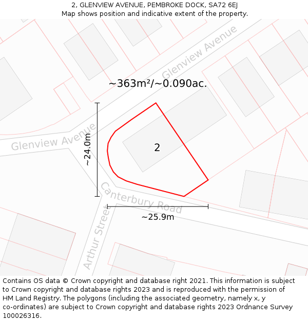2, GLENVIEW AVENUE, PEMBROKE DOCK, SA72 6EJ: Plot and title map