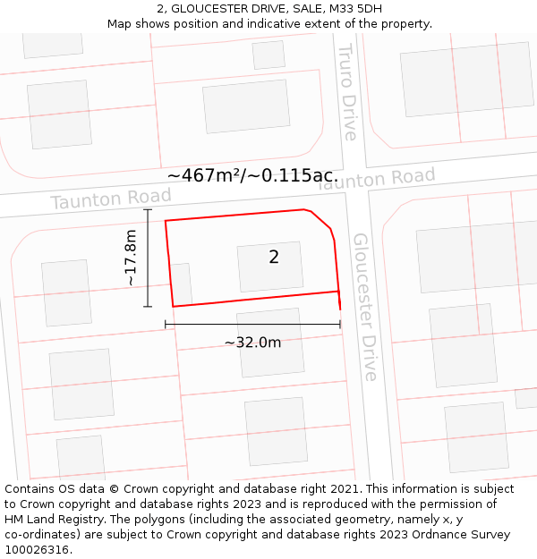 2, GLOUCESTER DRIVE, SALE, M33 5DH: Plot and title map