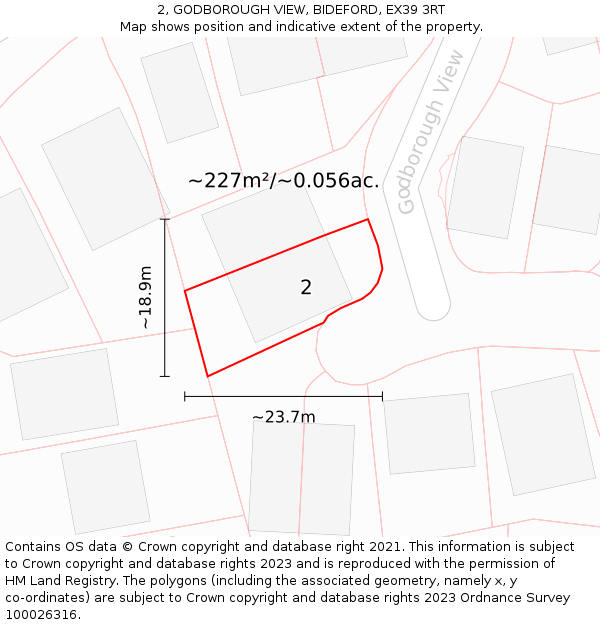 2, GODBOROUGH VIEW, BIDEFORD, EX39 3RT: Plot and title map