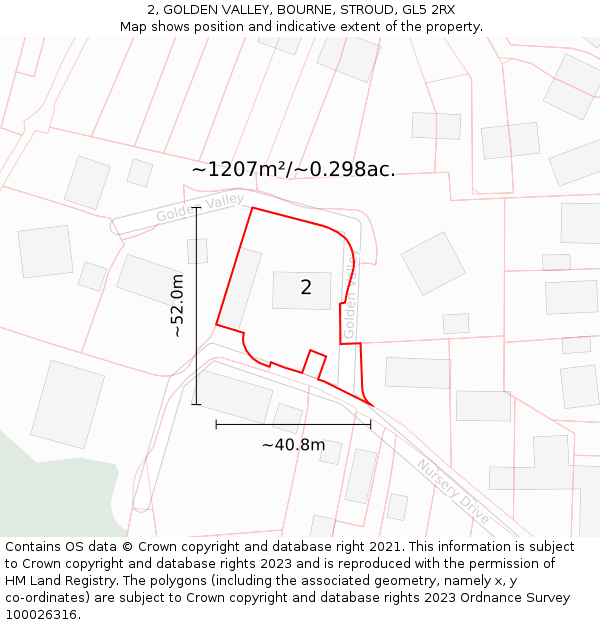 2, GOLDEN VALLEY, BOURNE, STROUD, GL5 2RX: Plot and title map