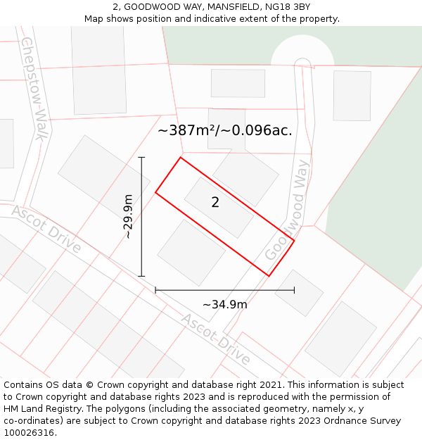 2, GOODWOOD WAY, MANSFIELD, NG18 3BY: Plot and title map
