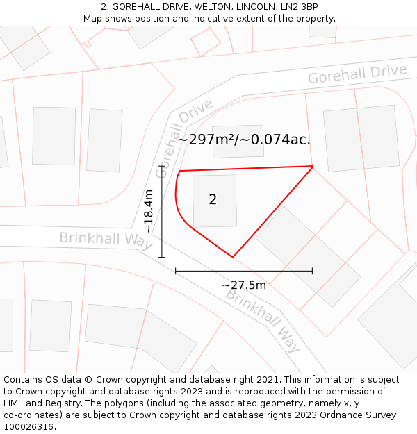 2, GOREHALL DRIVE, WELTON, LINCOLN, LN2 3BP: Plot and title map