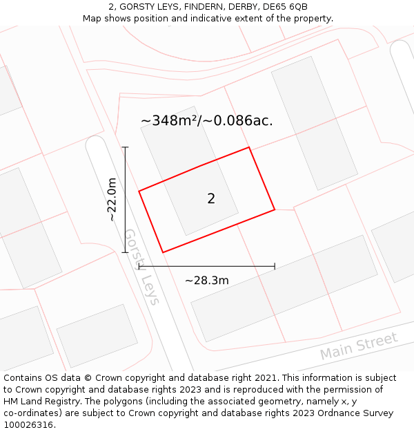 2, GORSTY LEYS, FINDERN, DERBY, DE65 6QB: Plot and title map