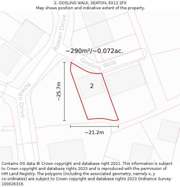 2, GOSLING WALK, SEATON, EX12 2FX: Plot and title map