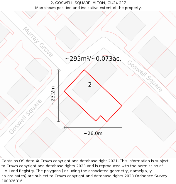 2, GOSWELL SQUARE, ALTON, GU34 2FZ: Plot and title map