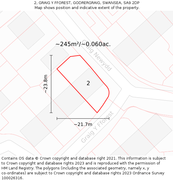 2, GRAIG Y FFOREST, GODRERGRAIG, SWANSEA, SA9 2DP: Plot and title map