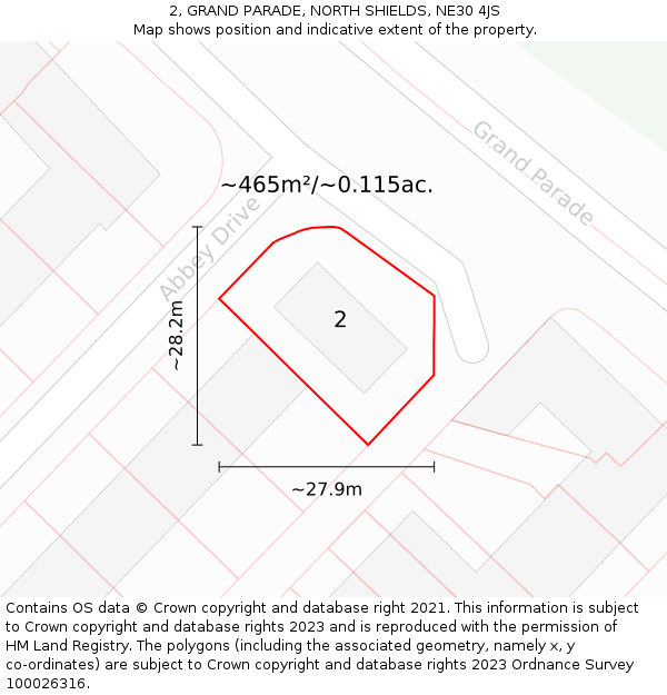 2, GRAND PARADE, NORTH SHIELDS, NE30 4JS: Plot and title map