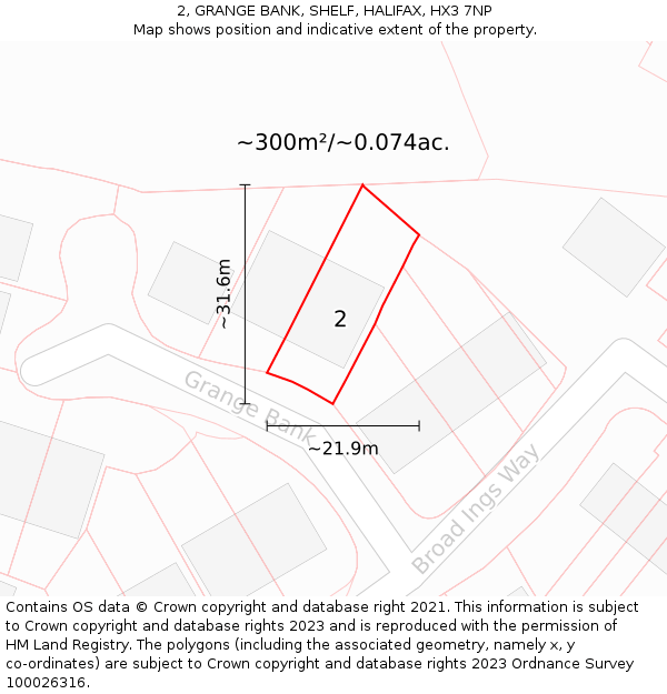 2, GRANGE BANK, SHELF, HALIFAX, HX3 7NP: Plot and title map