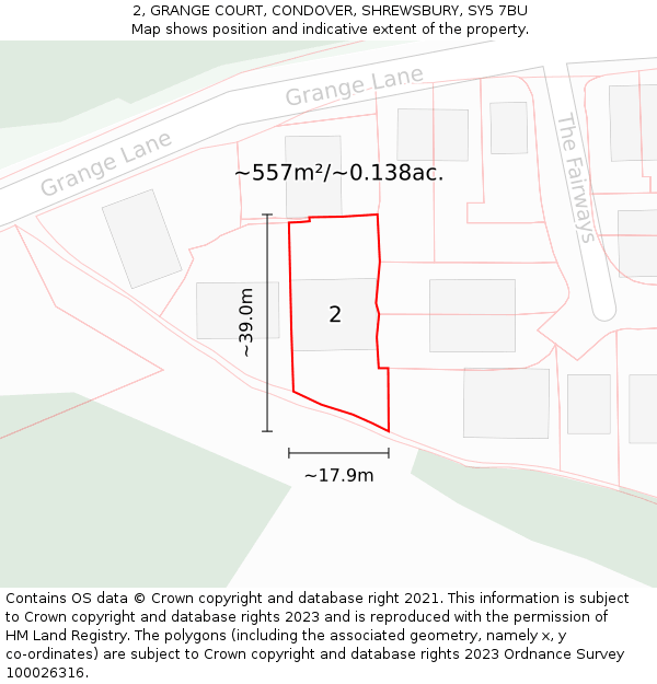 2, GRANGE COURT, CONDOVER, SHREWSBURY, SY5 7BU: Plot and title map