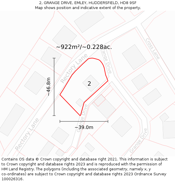 2, GRANGE DRIVE, EMLEY, HUDDERSFIELD, HD8 9SF: Plot and title map
