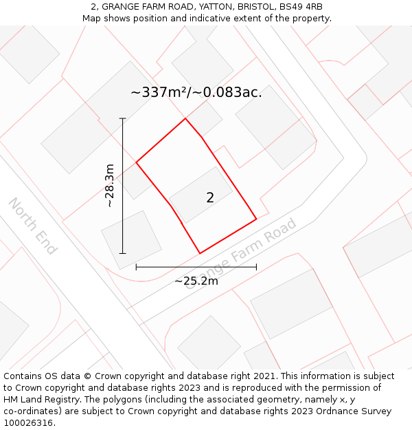 2, GRANGE FARM ROAD, YATTON, BRISTOL, BS49 4RB: Plot and title map