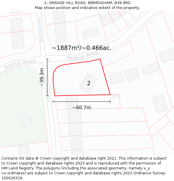 2, GRANGE HILL ROAD, BIRMINGHAM, B38 8RG: Plot and title map