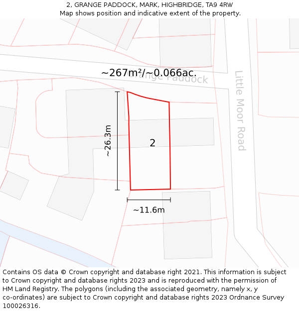 2, GRANGE PADDOCK, MARK, HIGHBRIDGE, TA9 4RW: Plot and title map