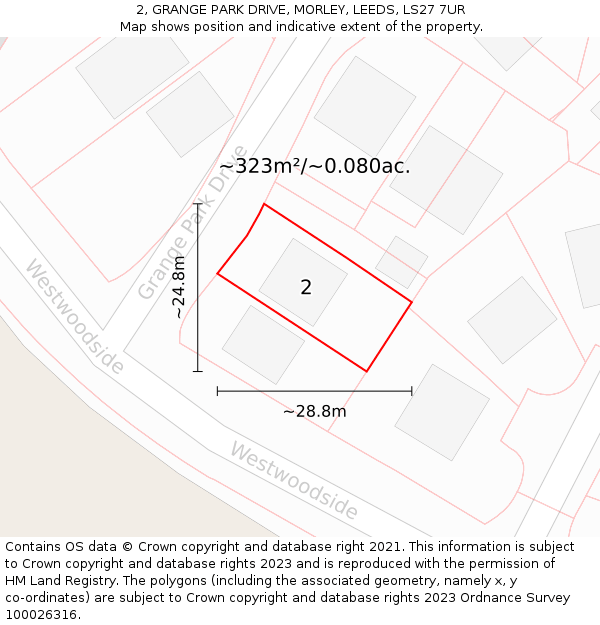 2, GRANGE PARK DRIVE, MORLEY, LEEDS, LS27 7UR: Plot and title map