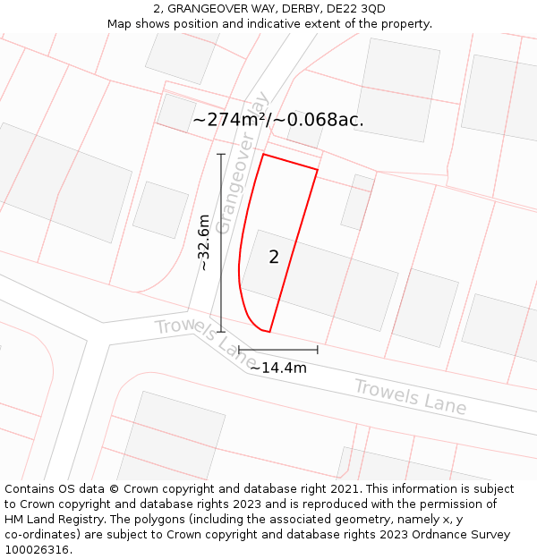 2, GRANGEOVER WAY, DERBY, DE22 3QD: Plot and title map