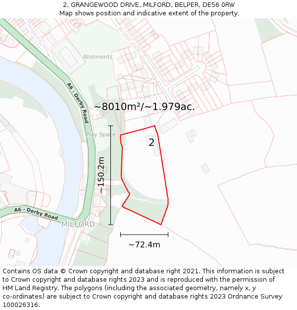2, GRANGEWOOD DRIVE, MILFORD, BELPER, DE56 0RW: Plot and title map