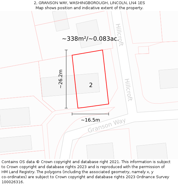 2, GRANSON WAY, WASHINGBOROUGH, LINCOLN, LN4 1ES: Plot and title map