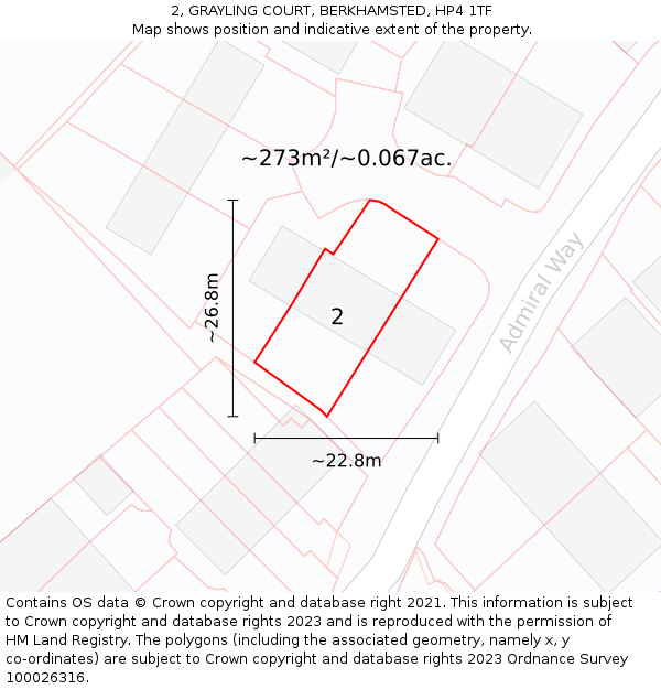 2, GRAYLING COURT, BERKHAMSTED, HP4 1TF: Plot and title map
