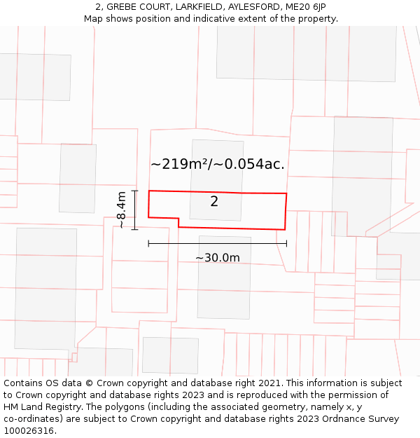 2, GREBE COURT, LARKFIELD, AYLESFORD, ME20 6JP: Plot and title map