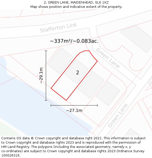 2, GREEN LANE, MAIDENHEAD, SL6 1XZ: Plot and title map