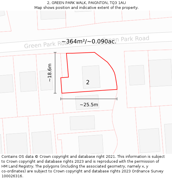 2, GREEN PARK WALK, PAIGNTON, TQ3 1AU: Plot and title map