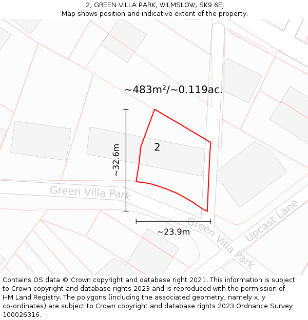 2, GREEN VILLA PARK, WILMSLOW, SK9 6EJ: Plot and title map