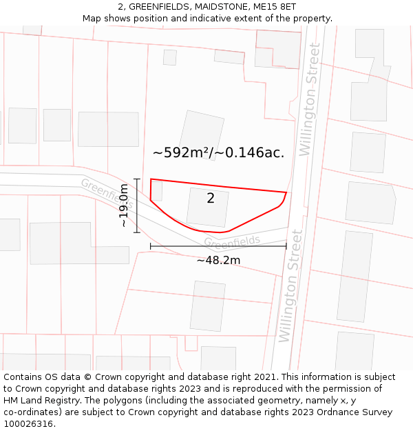 2, GREENFIELDS, MAIDSTONE, ME15 8ET: Plot and title map